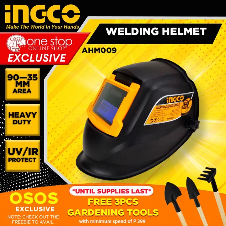 Ingco Solar Powered Auto Darkening Welding Helmet Welding Mask AHM009