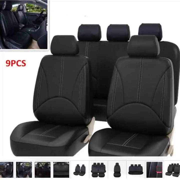Leather Car Seat Cover Set 9pcs Black Lazada Ph - Leatherette Car Seat Cover Philippines