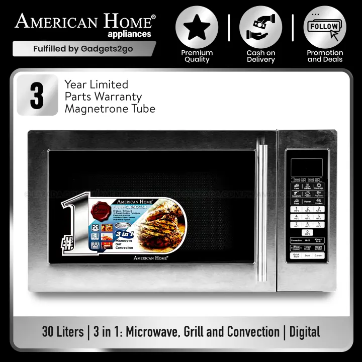 American Home 30l 3 In 1 Microwave Grill Convection Oven Amw 3005gcsx Lazada Ph