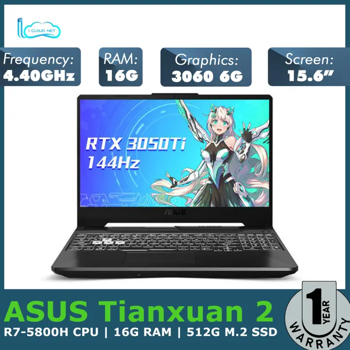 High-end Laptop | ASUS Tianxuan 2 New Ruilong (gray) | R7-5800H CPU | 16G RAM | 512G M.2 solid state hard Disk | 3060 6G Graphics | 15.6 inch 144HZ screen