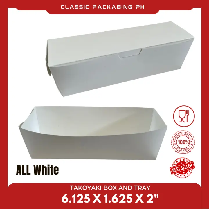 25pcs Takoyaki Box and Tray for 4 pcs Takoyaki | Take Out Box |  Inside Laminated White