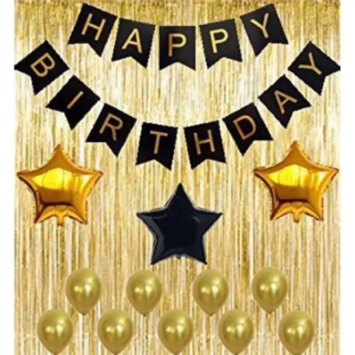 14pcs Black Gold Theme Birthday Party Set Black Gold Birthday Party Lazada Ph