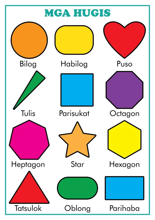 Mga Hugis Educational Chart - A4 Size Poster - Waterproof print