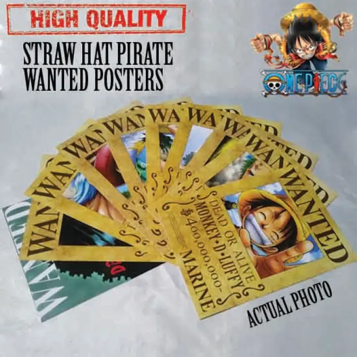 One Piece Anime Straw Hat Pirate Wanted Poster 10pcs High Quality 2gsm Lazada Ph