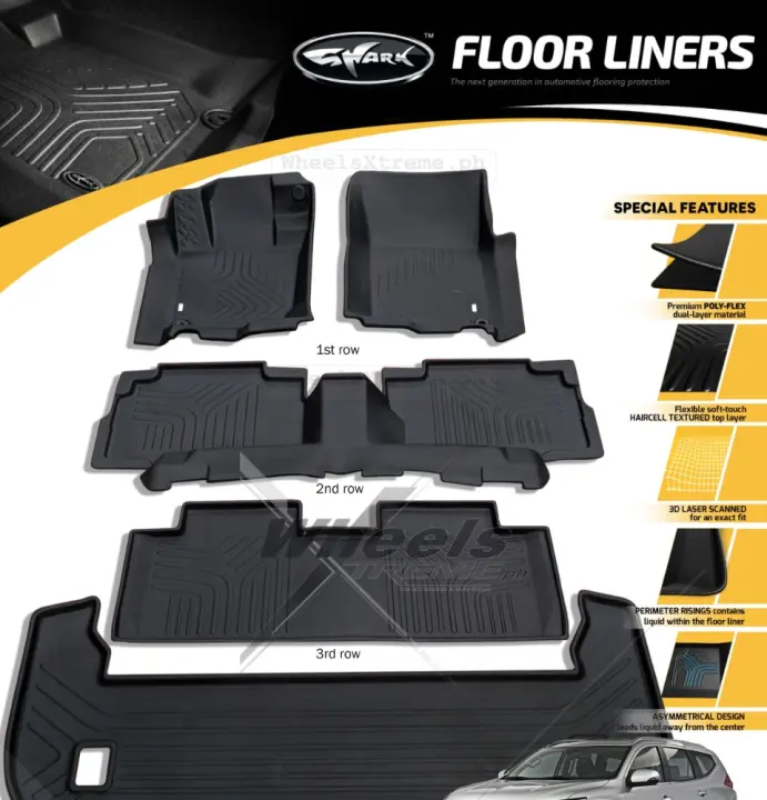 Mitsubishi Montero Sport 20162023 1st3rd row + cargo tray Shark Floor Liner Deep Dish matting