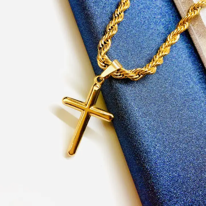 Iw Cross Necklace For Men Plated Pendant Stainless Gold - Mens Gold Pendant Cross