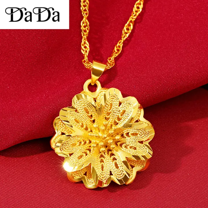 Pure Ang 18k Saudi Gold Necklace For Women Nasasangla Big Flower Hollow Multi Layer Pendant Accessory Golden Gift Lazada Ph - Flower Pendant Real Gold