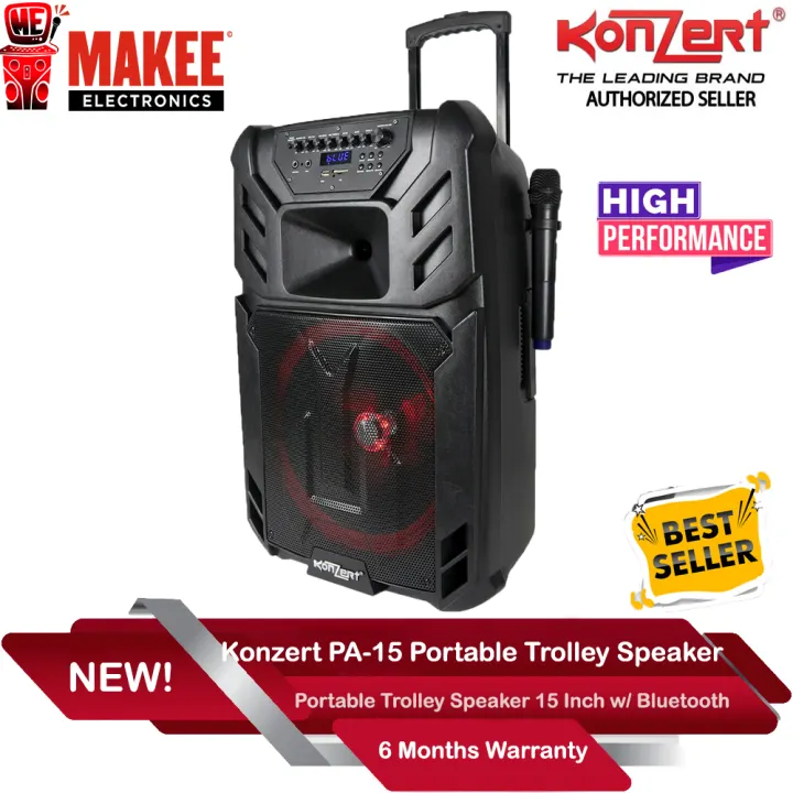 Konzert Pa 15 15 500w Powered Portable Trolley Speaker With 2 Wireless Microphone Lazada Ph