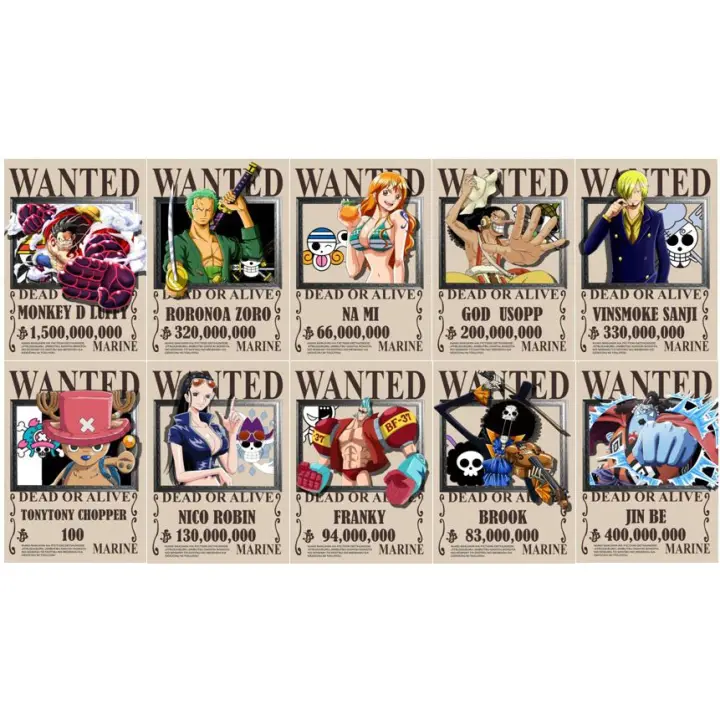 10pcs High Quality New Design One Piece Yonko Straw Hats Wanted Poster Luffy Zoro Sanji Chopper Lazada Ph