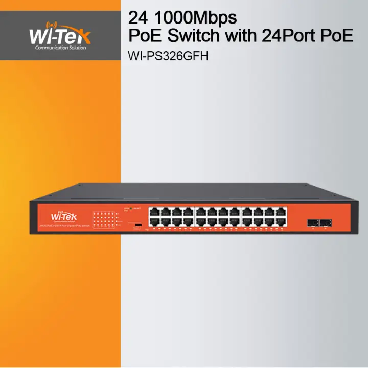 Wi-Tek WI-PS326GFH PoE Switch with 24Port PoE | Witek by EJD