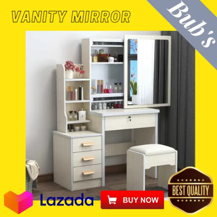 Bub S Vanity Dresser With Mirror Makeup Table Storage Drawers Multifunctional White Dressing Girl Desk Lazada Ph Mirror Makeup Vanity Table, Desktop Vanity Mirror With Drawers