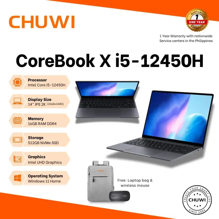Chuwi Corebook X Intel Core i5-12450H 14" FHD IPS | 512GB SSD 16GB RAM | Windows 11 Home | Backlit Keyboard