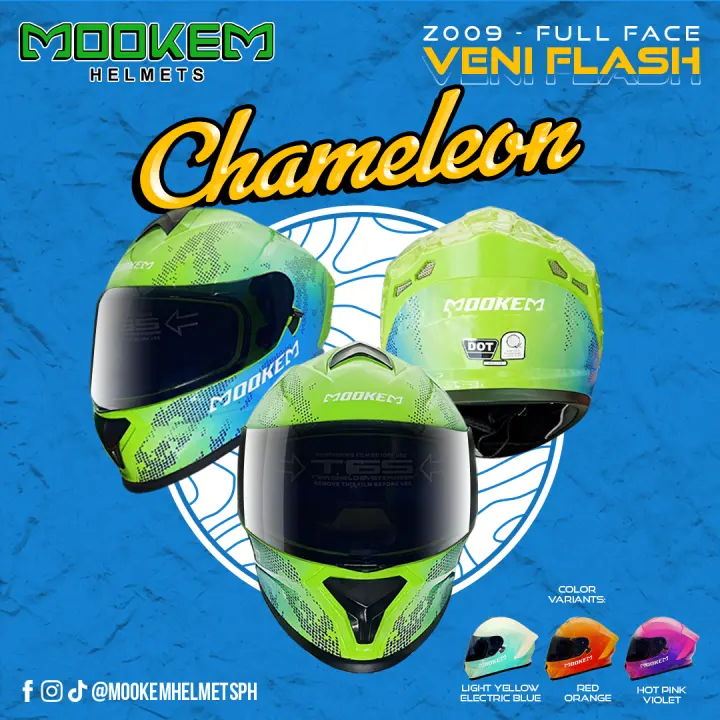 Mookem Helmet Z009 - Veni Flash - Chameleon - Face Dual Visor Helmet