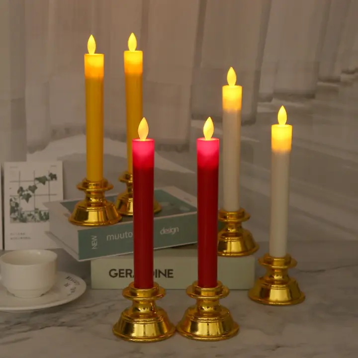 [FREE BATTERY] Led Flameless Candles Flickering Battery Operated Pillar Candles Realistic Flame Light Desk Lamp
