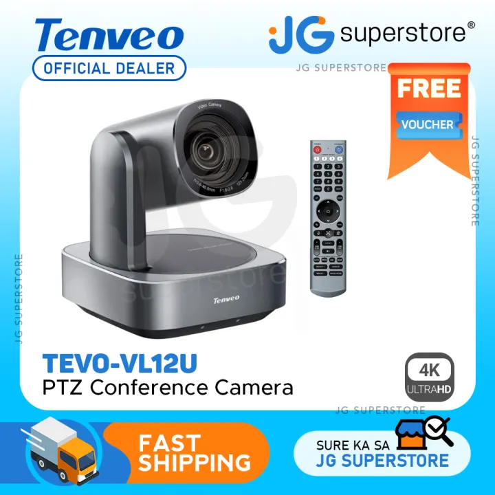 Tenveo TEVO-VL12U 4K UHD USB / HDMI Video Conference PTZ Camera with Wall Mount, 12x Optical Zoom, IR Remote, POE & AI Technology Support, Pan Tilt and Zoom Rotation for Meetings and Live Streaming | JG Superstore