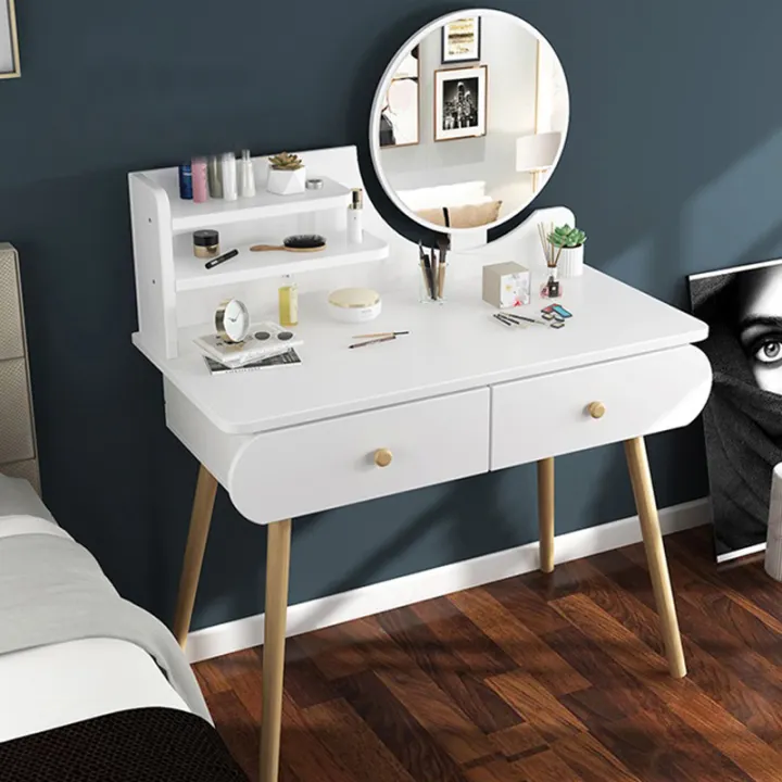 Modern European Style Vanity Table, Space Saving Dresser With Mirror