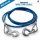 SET OF 2 Heavy Duty 5 Tons 4 Meter Steel Wire Tow Rope Cable Towing Pull Strap Cable With Hook. 