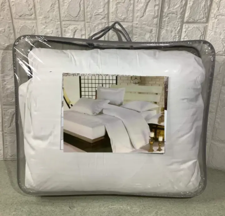 Comforter 5in1 Set Satin Stripes, Thick White Duvet Cover