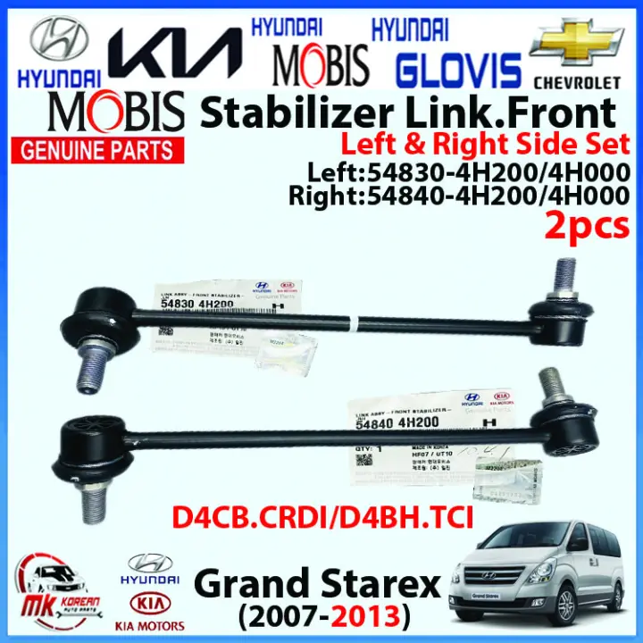 [GENUINE] Stabilizer Link. Front. Left & Right Side Set. 2 pcs. for Grand Starex(2007-2013). D4CB.CRDI/D4BH.TCI. Left: 54830-4H200. 54830-4H000. Right: 54840-4H200. 54840-4H000. GENUINE PARTS