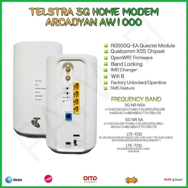 TELSTRA 5G HOME MODEM Unlocked Arcadyan AW1000 Wi-Fi 6 AX3600 Openwrt 5G WiFi Router