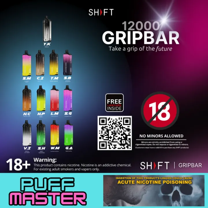SHFT Gripbar 12000 Puffs Disposabe Vape with free lanyard Lazada PH