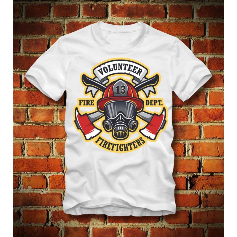 T-Shirt Shirt Baumwolle Druck  Fire Department Feuerwehrmann Feuerwehr Helm