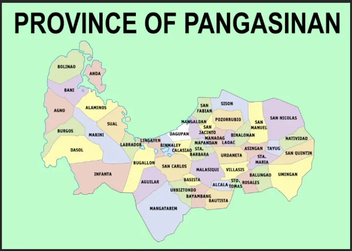 Pangasinan Province Map Waterproof A4 Laminated Chart