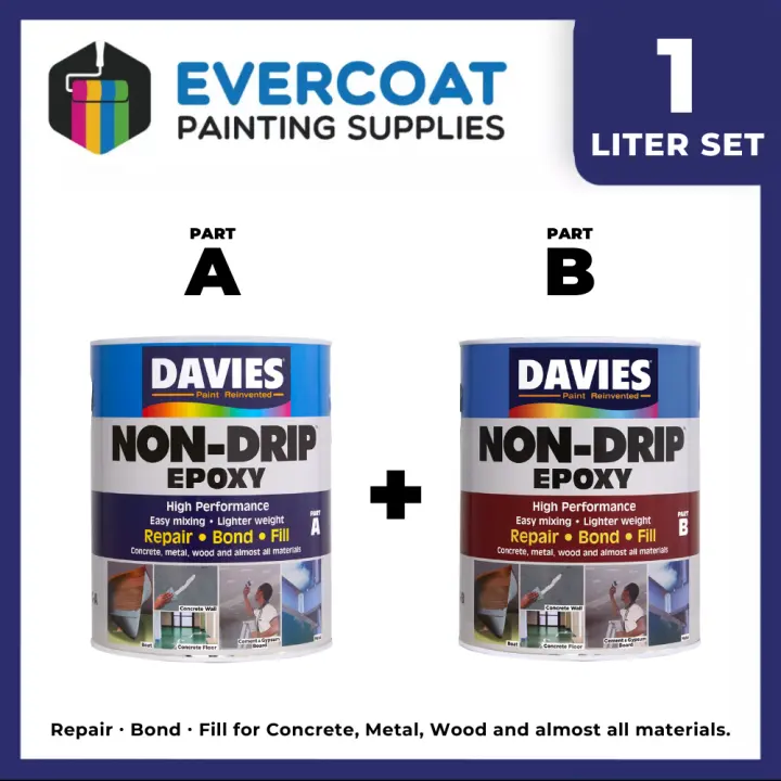 Davies Non-Drip Epoxy Filler for Concrete, Wood, Metal and Almost All Materials 1L Set
