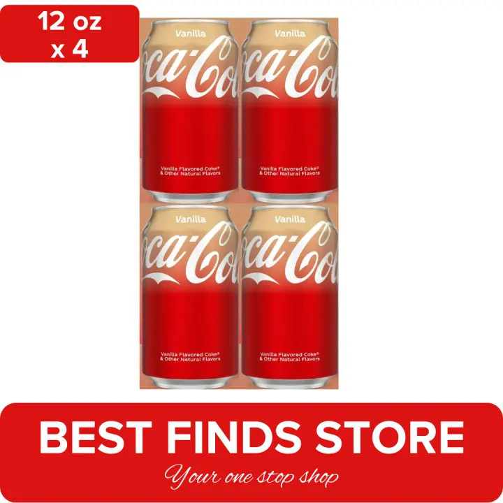 Coca Cola Vanilla Flavor 355 ML - Pack of 4 | Coke Vanilla Packaging may vary