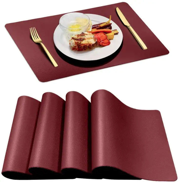 Kitchen Dining Table Stain Resistant, Red Leather Placemats