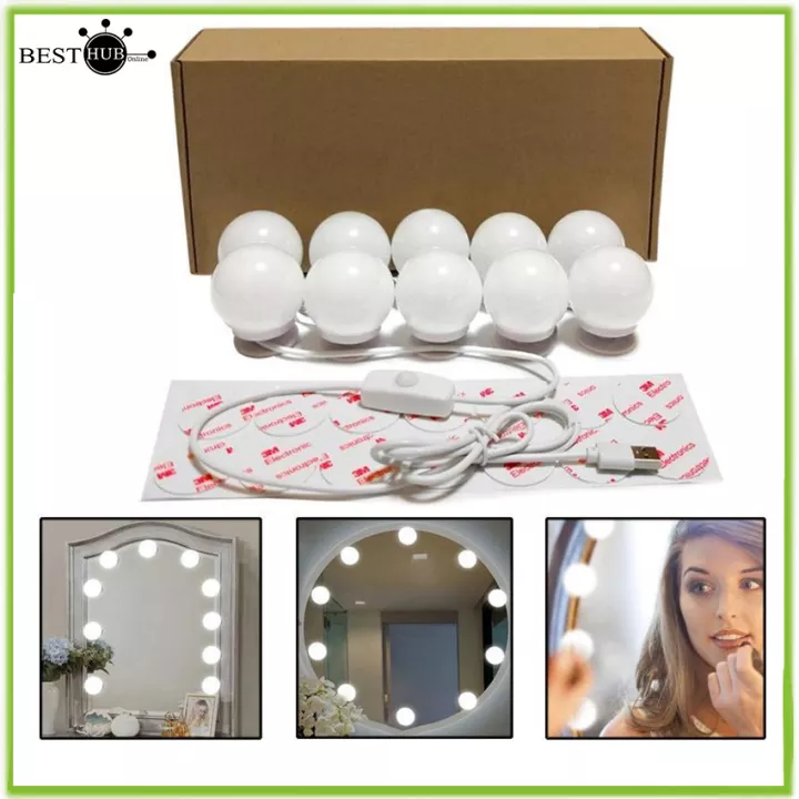 Vanity Mirror Light With 10 Bulbs, Light Bulb Vanity Mirror And Table