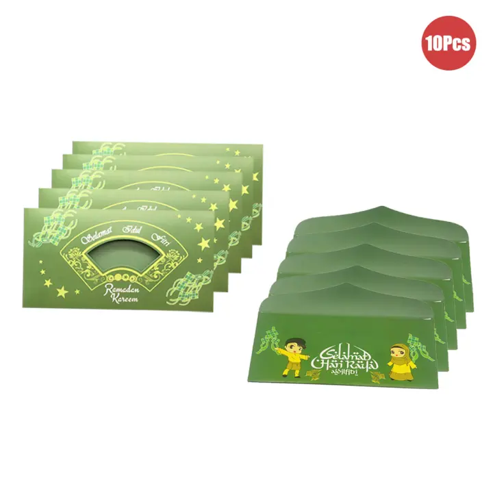 Eid Gift Green Package Ramadan Gold Notes Sets Selamat Hari Raya Aidilfitri Green Angpao Home Party Birthday Decor Lazada Singapore