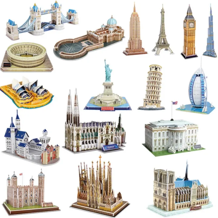 Statue Of Liberty Big Ben In London Eiffel Tower Empire State Building Burj Al Arab Hotel Tower Bridge Building Model Building Blocks 3d Puzzles Educational Toy Lazada Ph