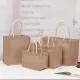 Natural Linen Reusable Jute Bag Burlap Tote Bags Eco Friendly with Soft Cotton Handle AT. 