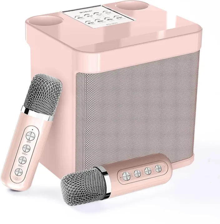 Bluetooth Speaker with mic Wireless Bluetooth Dual Microphone Karaoke ...