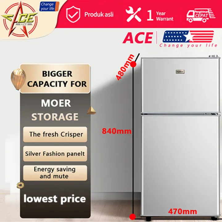 ACE doubledoor smart freezer 128L energysaving lownoise household