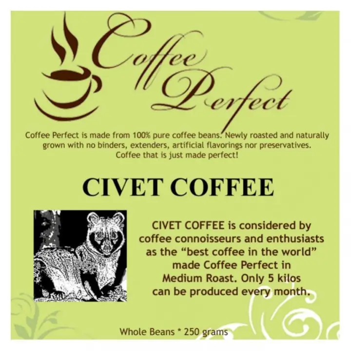 Coffee Perfect Civet Coffee 250g Whole Beans Lazada Ph