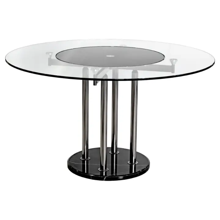 Round Glass Dining Table With Lazy, Modern Glass Round Dining Table For 6