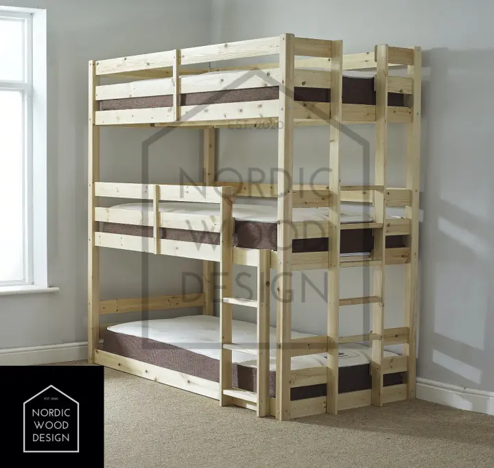 Triple Deck Bunk Bed With End Ladder, Loft Bed With Media Center Philippines