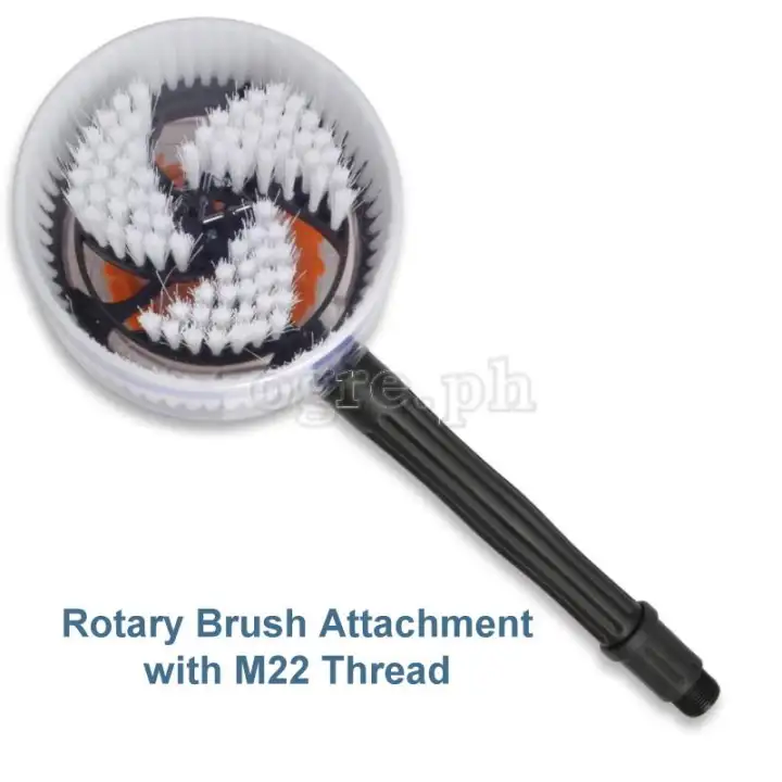 Pressure Washer Rotary Cleaning Brush Attachment for Wash Guns with M22 Threaded Outlet