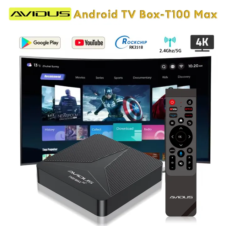 AVIDUS T100 Max Smart TV Box 8K 16+256G Android 14.0 Dual-Band Wi-Fi 2 ...
