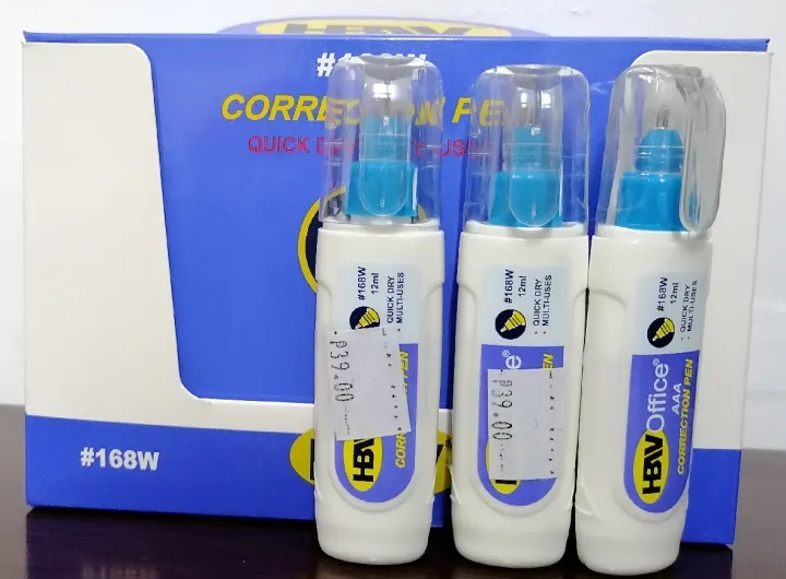 HBW #168w Correction Pen Correction Liquid Quick Dry Multi-uses Pen 12ml (per piece)