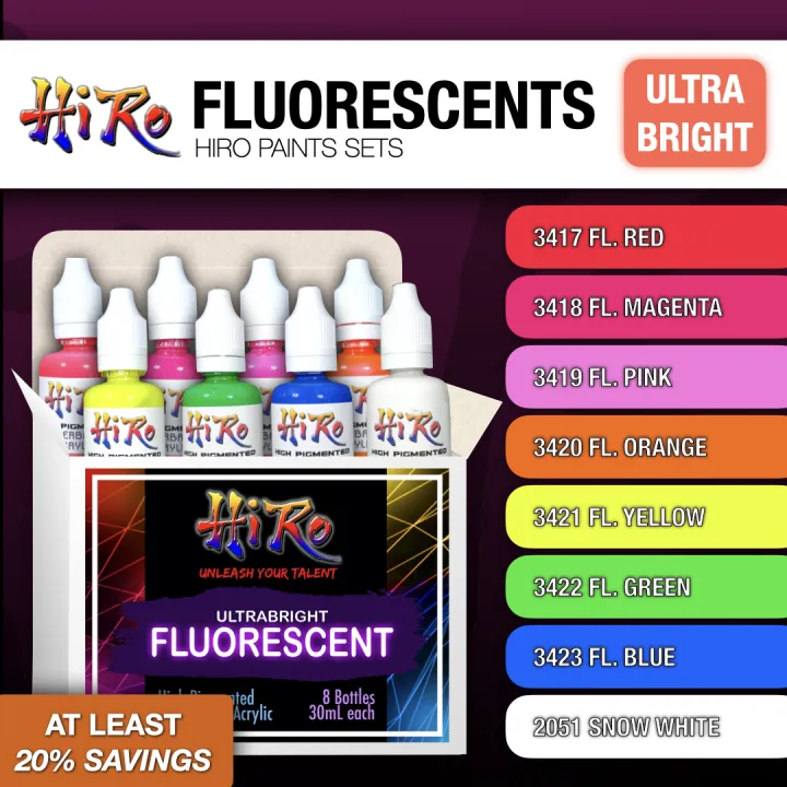 Fluorescent Set - Hiro Paints (8x30mL)