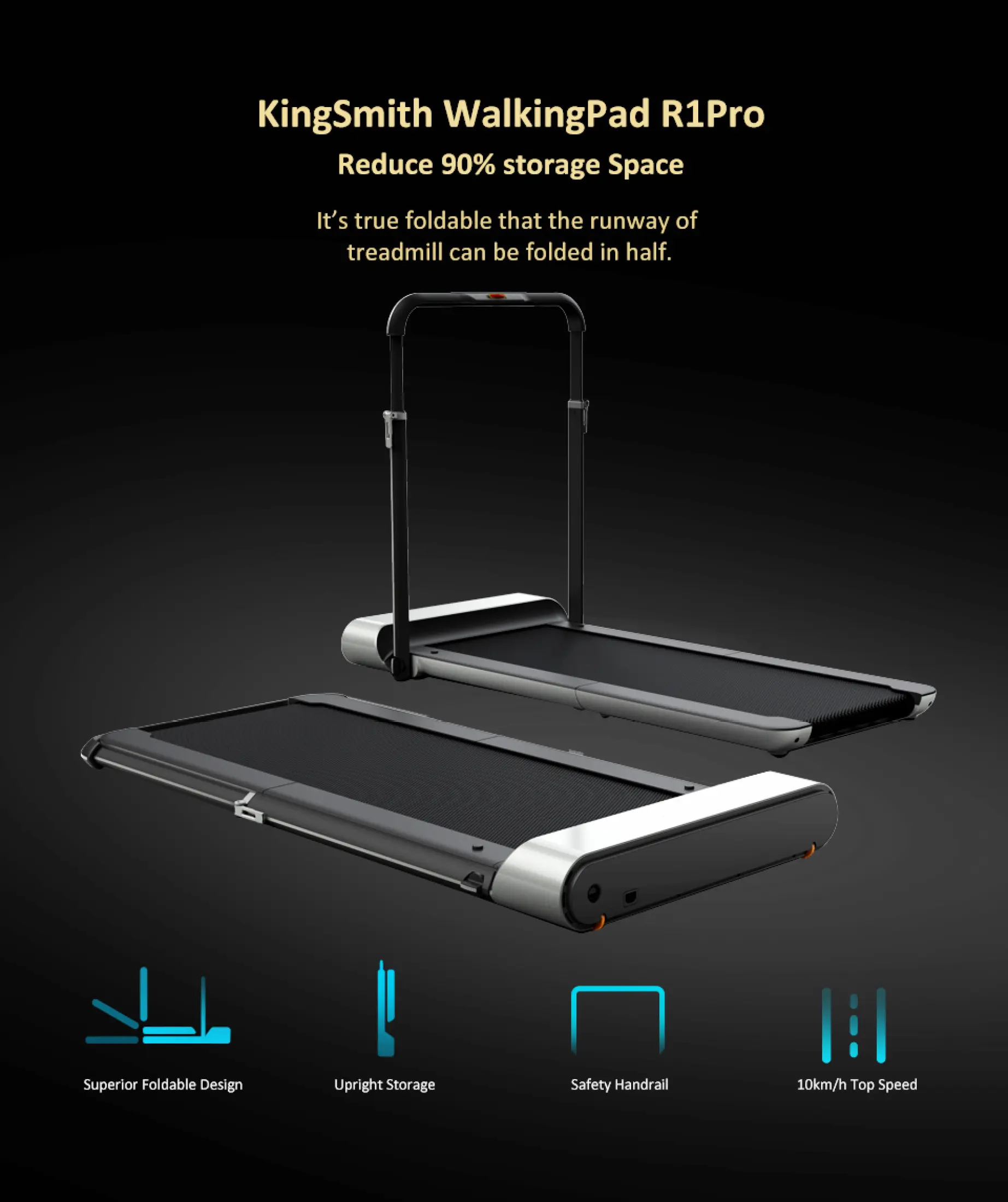 Walkingpad R1 Pro Treadmill Foldable Upright Storage 10km H Running Walking 2in1 App Control With Handrail Home Cardio Workout Lazada Ph