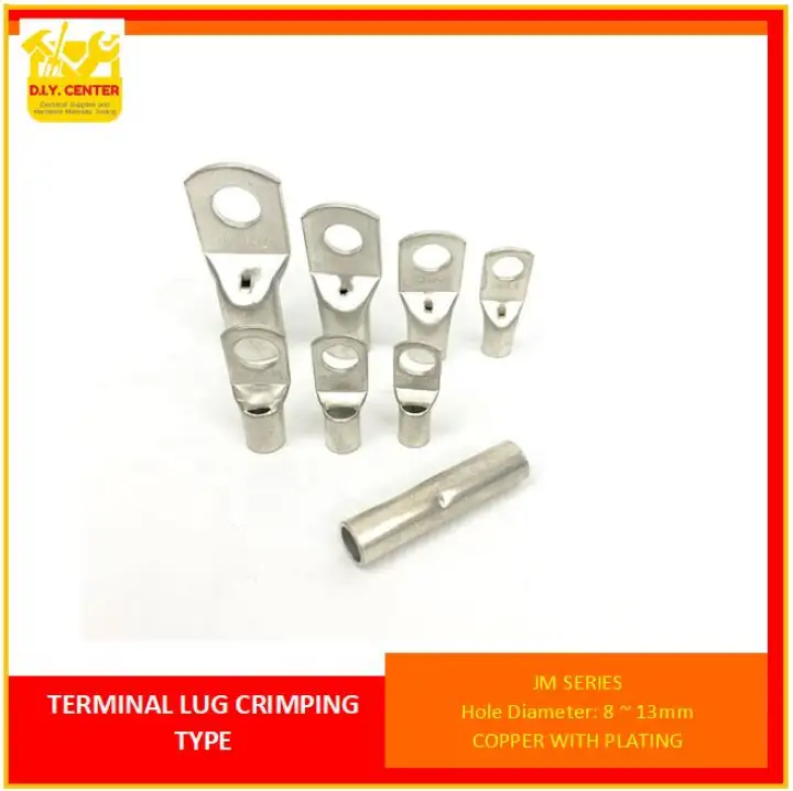 Copper Cable Lugs, Crimping Type Terminal Lug JM Series AWG 16mm2 to 25mm2