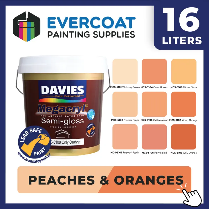 Davies Paints Megacryl Semi Gloss 16 Liters Peaches Oranges Lazada Ph - Davies Paint Color Chart Philippines