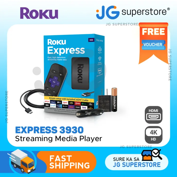 Roku Express 3930 HD Streaming Media Player with HDMI Cable and Remote, No HBO and Disney + | JG Superstore
