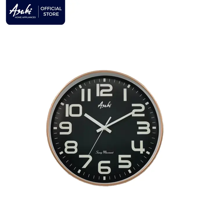 Asahi HC 5026 Silent Sweep / Glow in the Dark Round Wall Clock 13.5 Inches