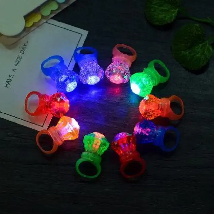 Wholesale 30 Pieces Crystal Small Diamond Flashing Finger Ring Led Light Up Kids Finger Ring Toys Lazada Ph