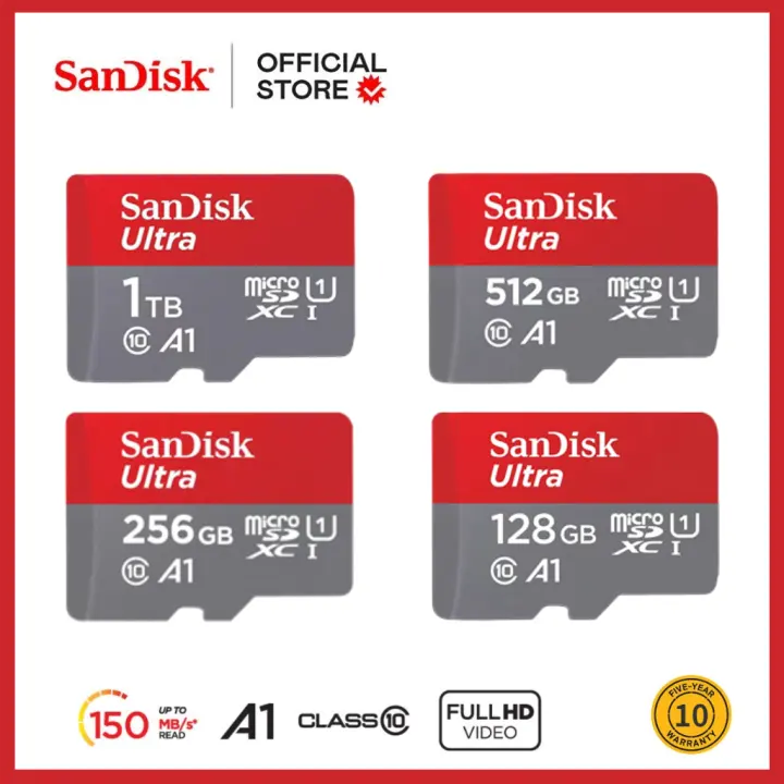 SanDisk Ultra 128GB 256GB 512GB 1TB A1 Series micro SD (SDSQUAB-128G-GN6MN), Up to 140MB/s, Class10 U1 A1